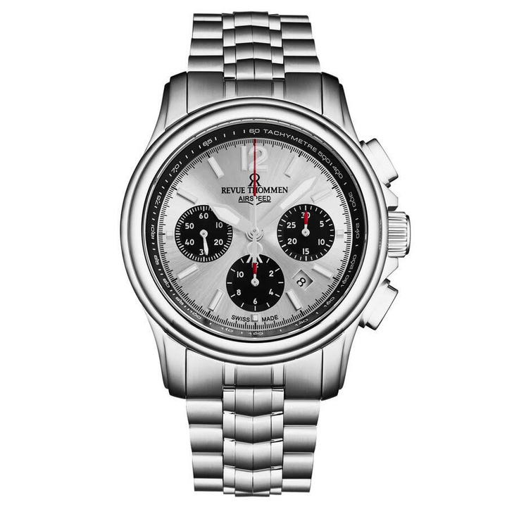 Photo: Revue Thommen Air Speed Chronograph Automatic Silver Dial Mens Watch 16041.6432