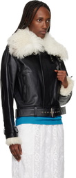Wales Bonner Black 'The Bridge' Leather Jacket