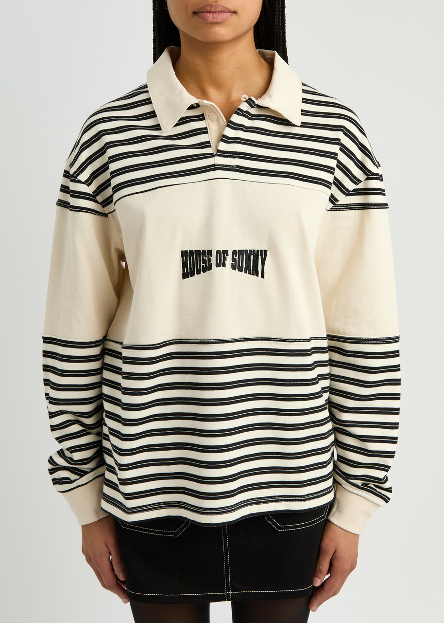 House OF Sunny Stripe Power Cotton Rugby Shirt Cream