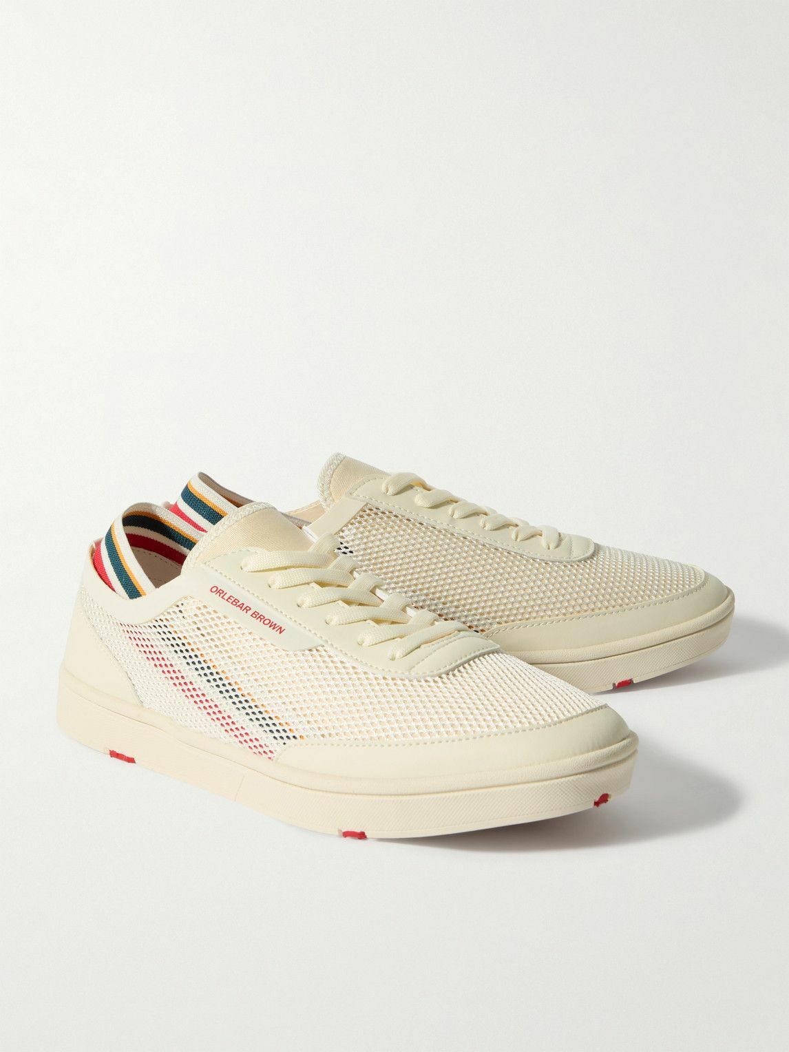 Orlebar Brown - Larson Striped Mesh and Canvas Sneakers - White