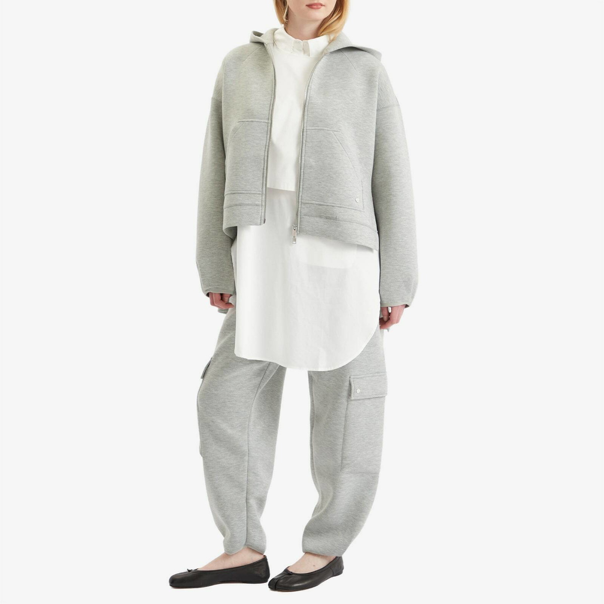 STEL Women's Split Hem Hoodie in Grey Melange