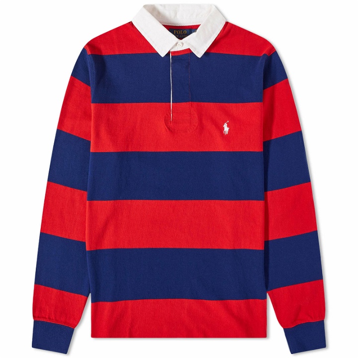 Photo: Polo Ralph Lauren Men's Striped Rugby Shirt in Red/Fall Royal