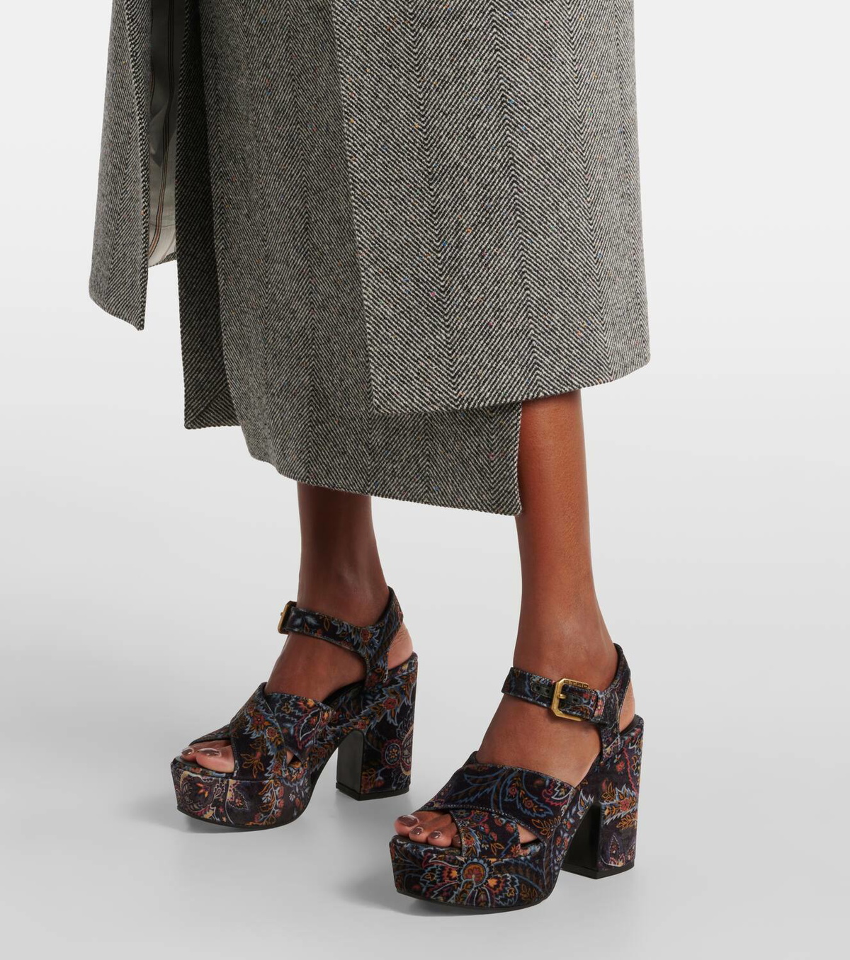 Etro Floral velvet platform sandals