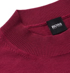 HUGO BOSS - Diluca Virgin Wool and Lyocell-Blend Mock-Neck Sweater - Burgundy