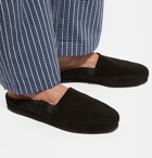 Mulo - Shearling-Lined Suede Backless Slippers - Black