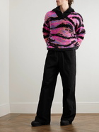 ERL - Metallic Jacquard-Knit Half-Zip Sweater - Pink