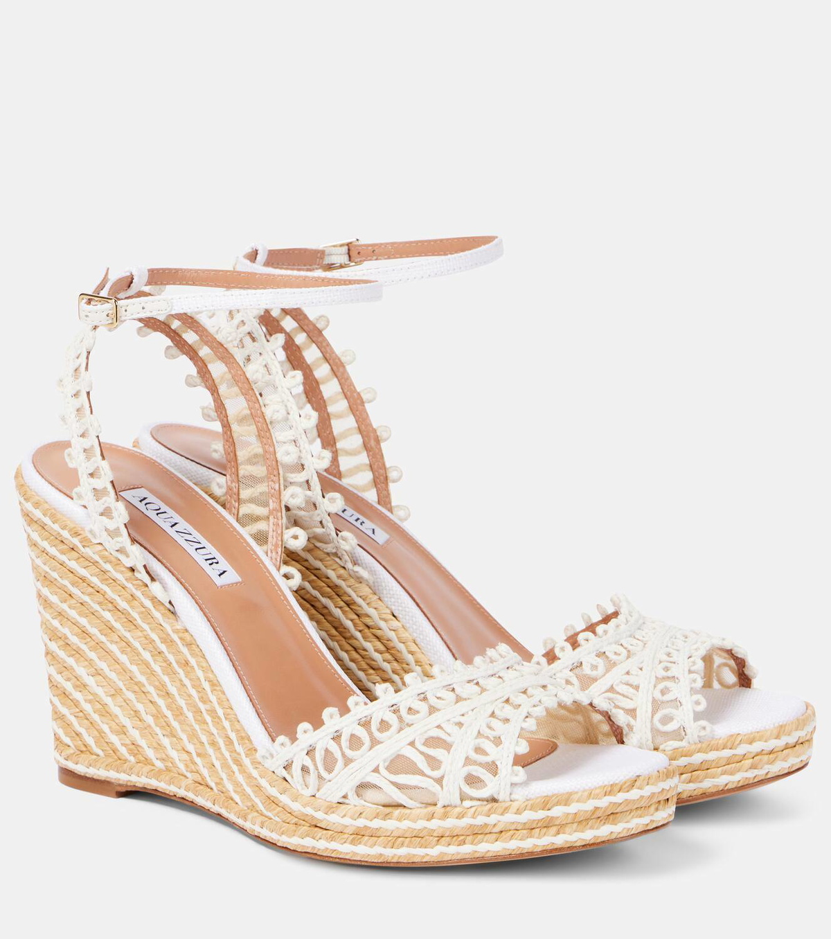 Aquazzura Kahlo 105 raffia espadrille wedges
