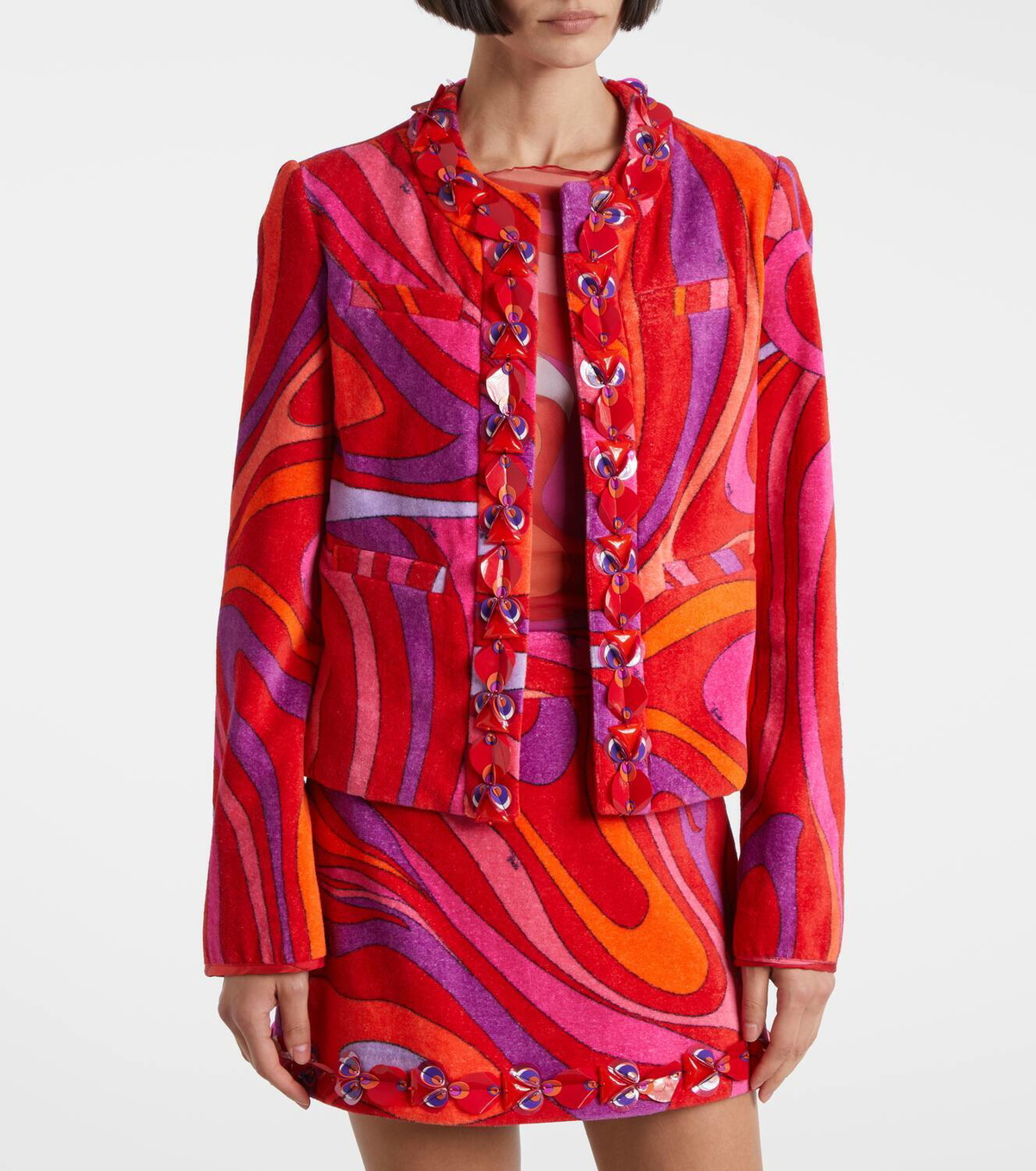 Pucci Marmo embellished cotton terry jacket