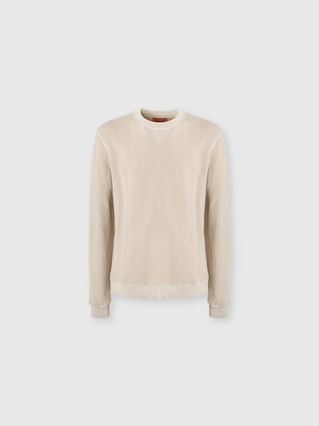 Missoni - Crew-neck cotton and viscose sweatshirt with tone-on-tone zigzag pattern, Men, Beige