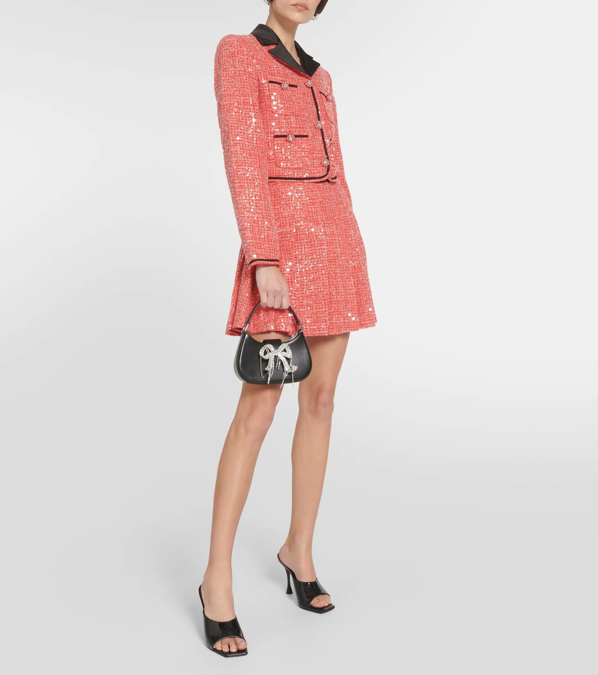 ミニスカート Self Portrait Boucle Miniskirt With Shorts Blue Sequin Boucle Mini Skirt – self-portrait-US