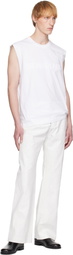 Helmut Lang White Embossed Logo Tank Top
