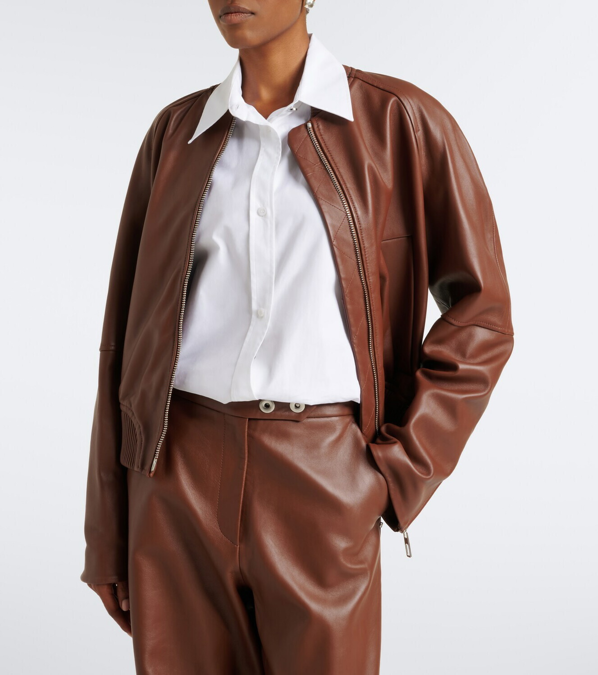 Sportmax Leather bomber jacket