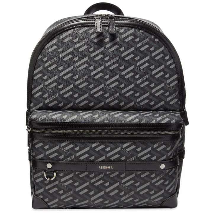Photo: Versace Monogrammed Geometric Logo Backpack