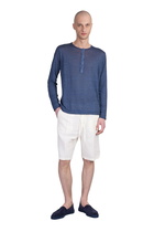 120% Lino T-shirt In Blue Linen