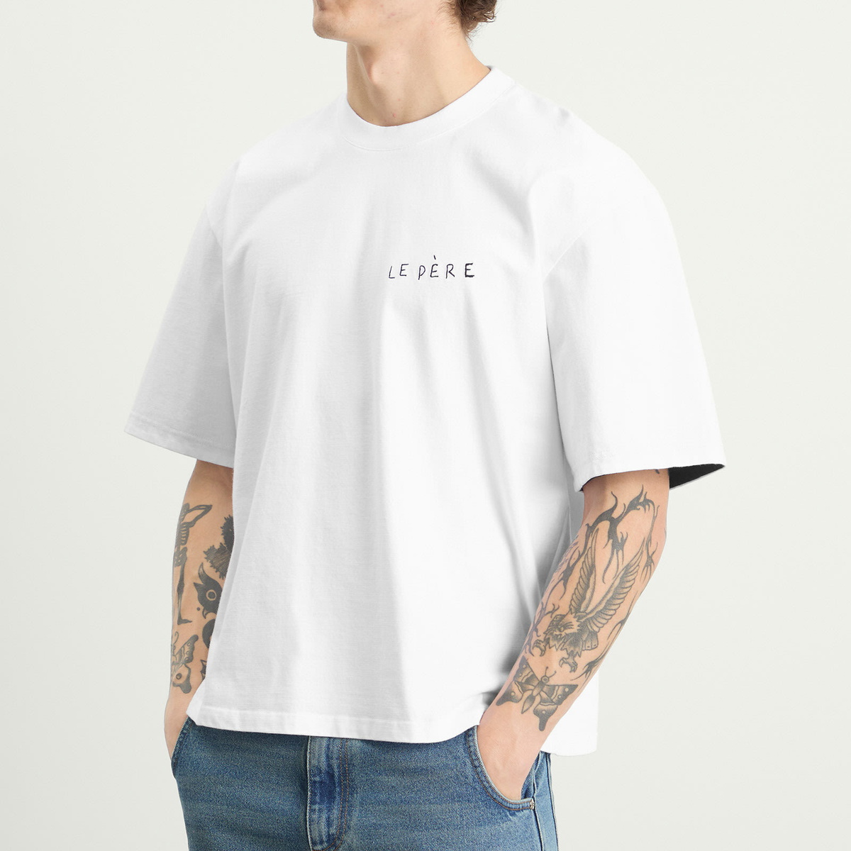 Le Père Men's Double Sleeve T-Shirt in White