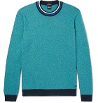 Hugo Boss - Talvino Slim-Fit Stripe-Trimmed Cotton Sweater - Turquoise