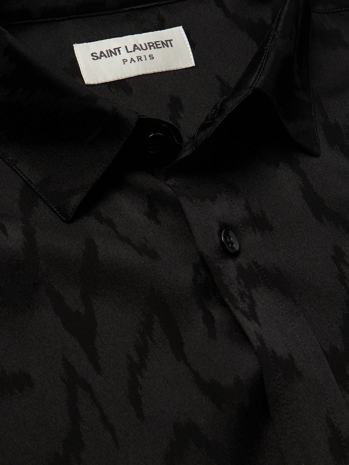 SAINT LAURENT - Silk-Jacquard Shirt - Black Saint Laurent