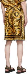 Versace Black Silk Barocco Shorts