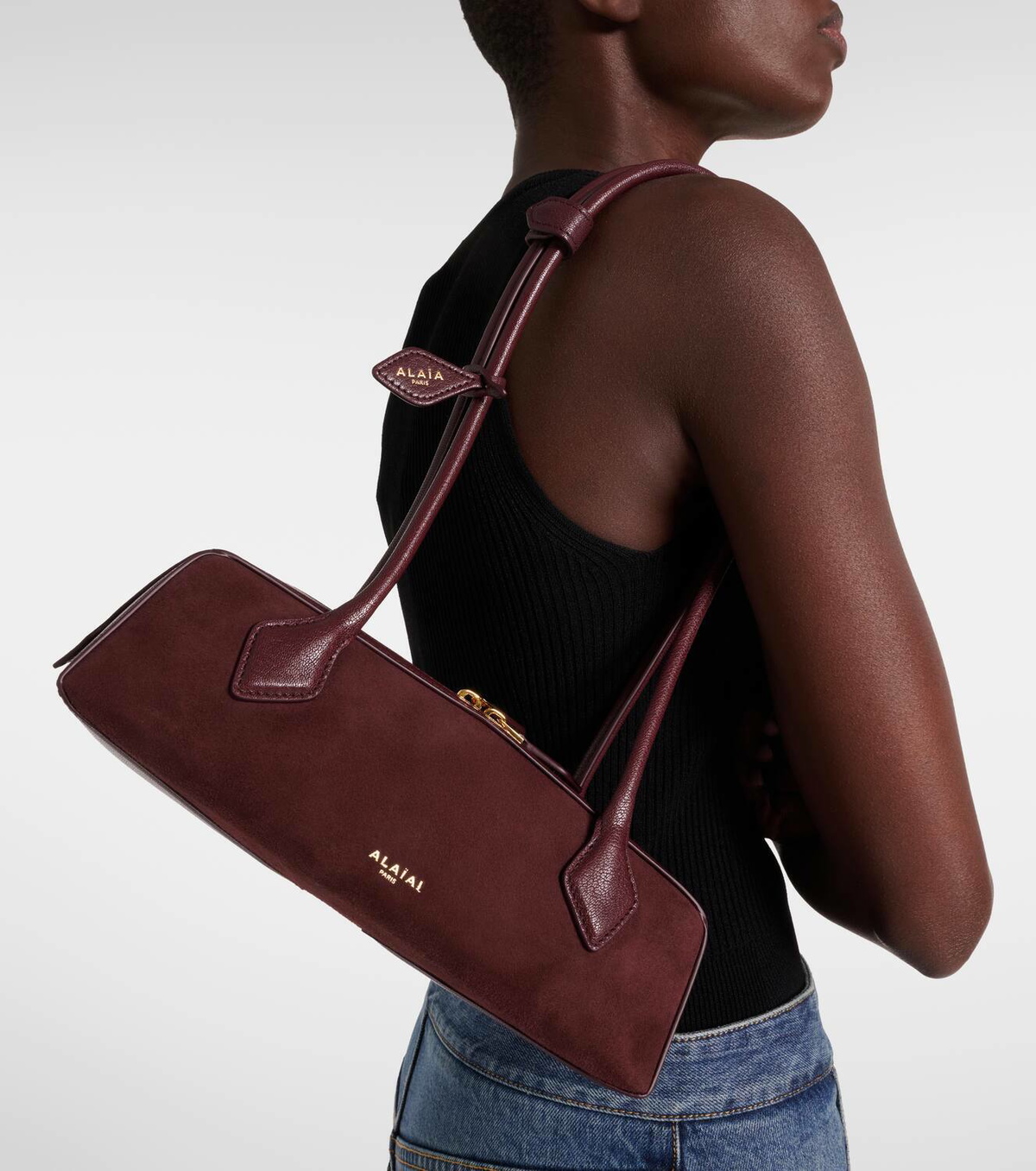 Alaïa Le Teckel Small suede shoulder bag