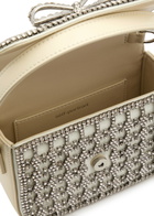 Self-portrait Micro Crystal-embellished Satin and Leather top Handle bag - Cream - One Size