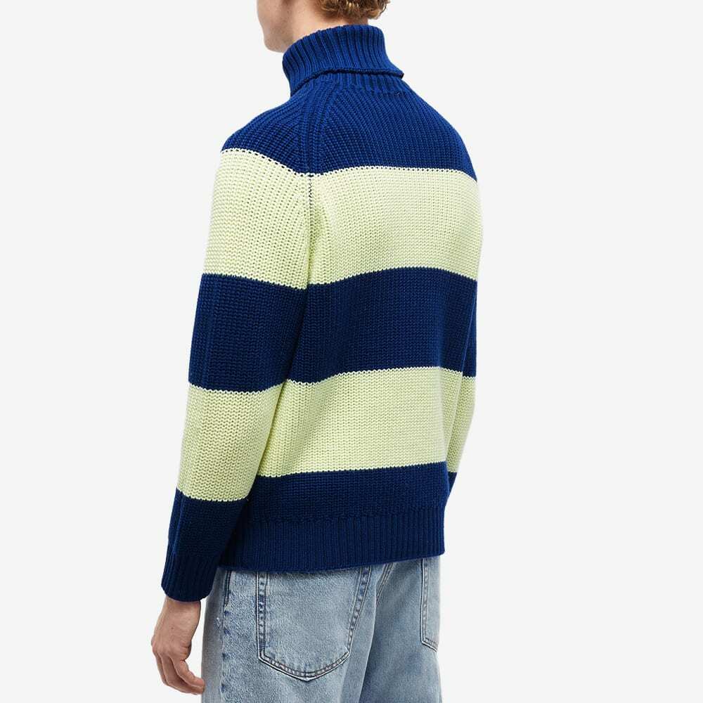 Sunnei Men's Broad Stripe Roll Neck Knit in Light Yellow/Blue Sunnei