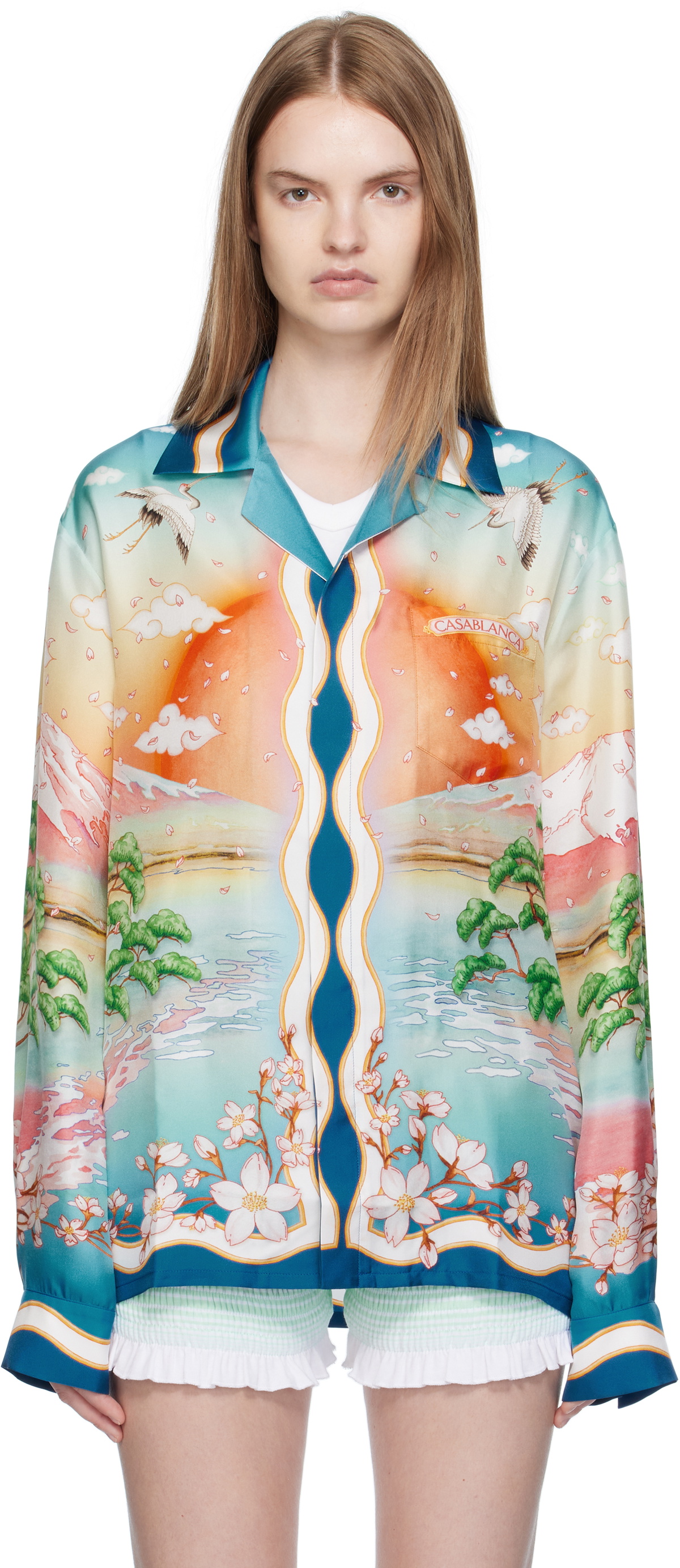 Casablanca Multicolor 'Tennis Club' Silk Long Sleeve Shirt