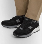 New Balance - M992 Suede, Nubuck and Mesh Sneakers - Black