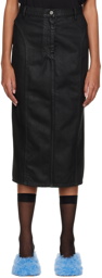 Dries Van Noten Black Paneled Denim Midi Skirt