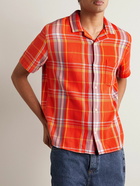 Corridor - Camp-Collar Checked Cotton Shirt - Orange