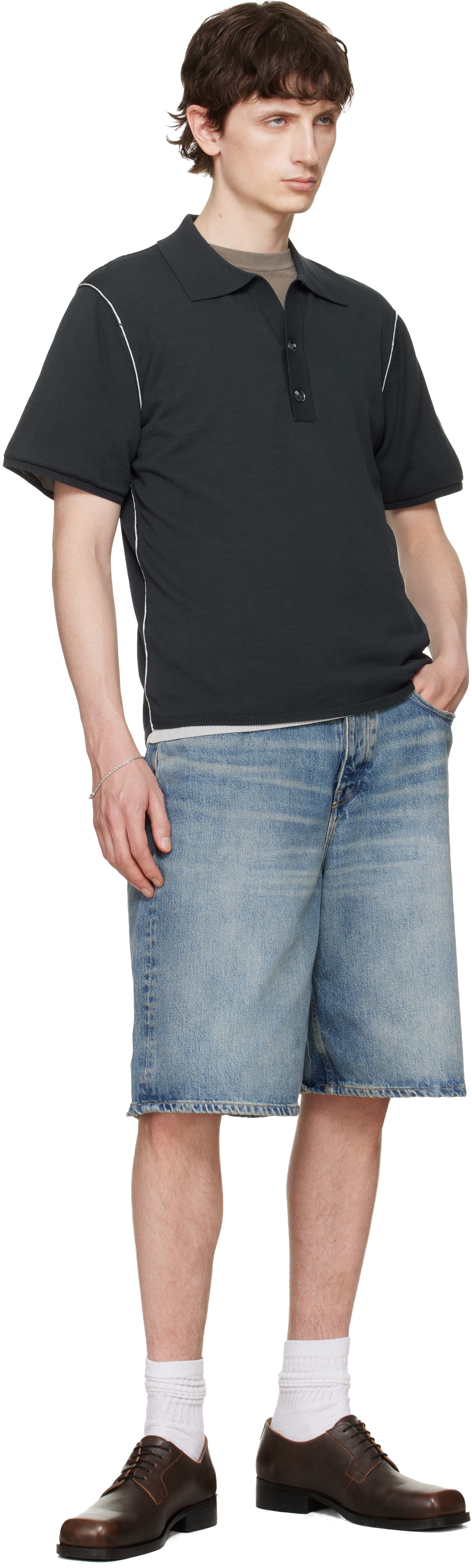 Won Hundred Black Jonas Two Layer Knit Polo