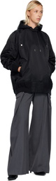 sacai Black Nylon Twill Hoodie