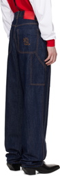 KUSIKOHC Navy Workwear Multi Rivet Jeans