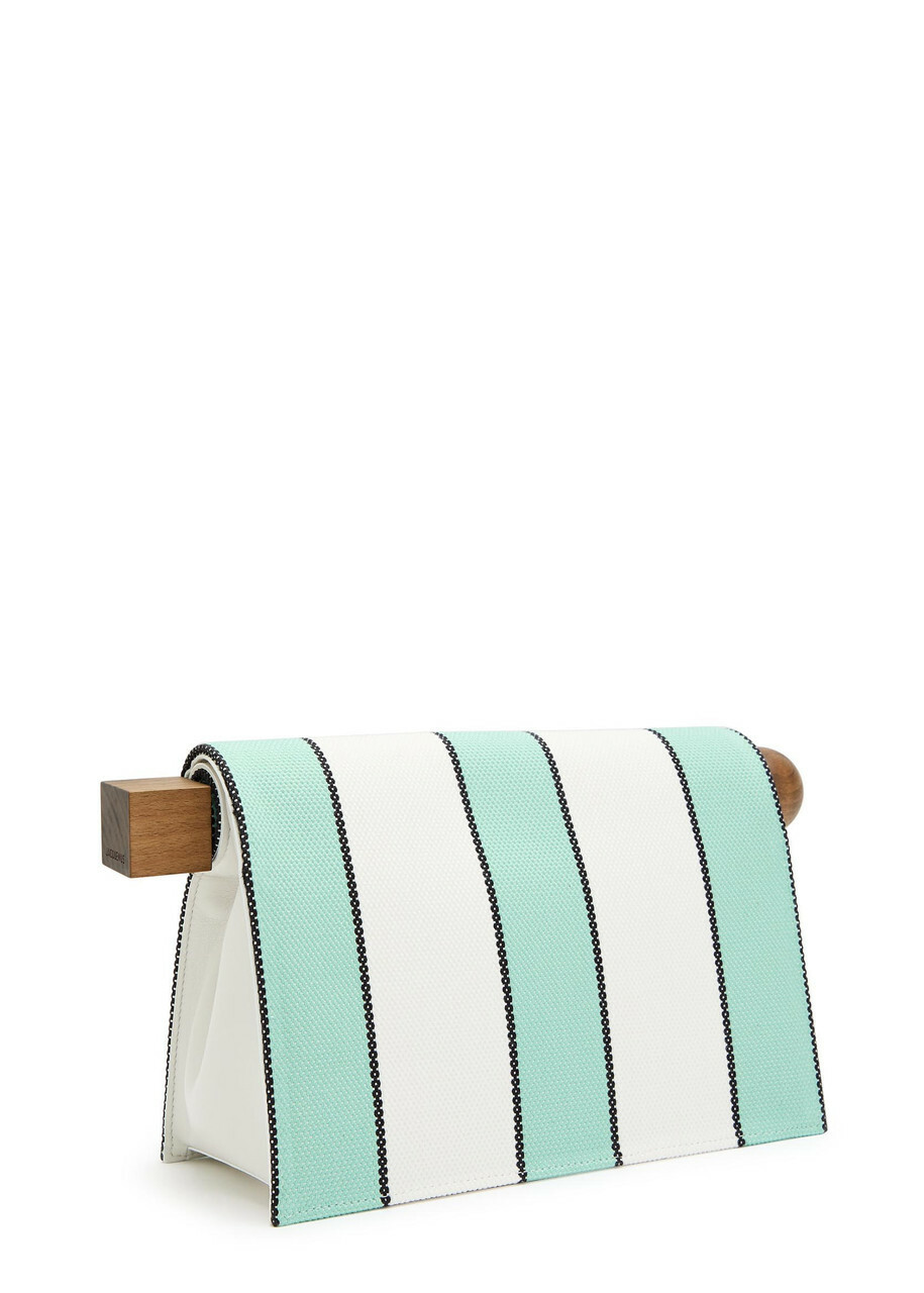 Jacquemus La Pochette Rond Carre Striped Canvas Clutch - White - One Size