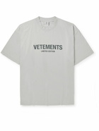 VETEMENTS - Logo-Print Cotton-Jersey T-Shirt - Gray