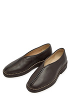 Lemaire Grained Leather Loafers Dark Brown