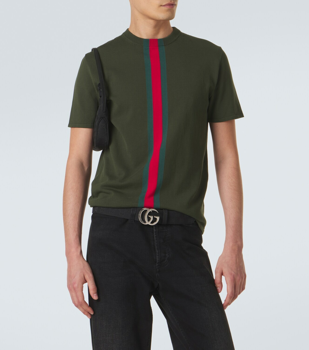 Gucci Web Stripe knitted cotton T-shirt