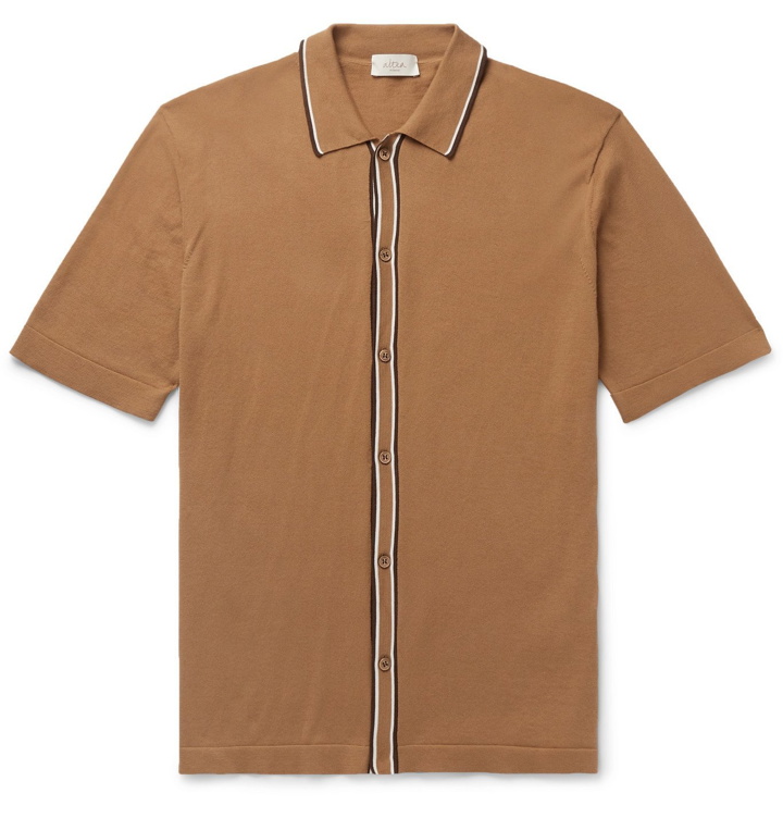 Photo: Altea - Contrast-Tipped Cotton Shirt - Brown