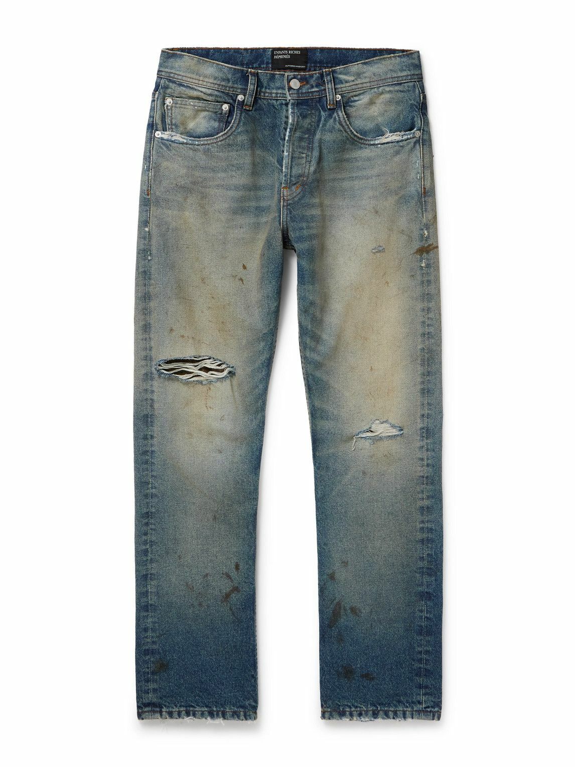 デニム・ジーパン ENFANTS RICHES DEPRIMES Straight leg jeans with destroyed ef Enfants Riches Déprimés - Straight-Leg Distressed Jeans