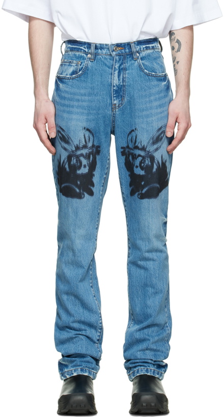 Photo: We11done Blue Back Snap Flare Jeans