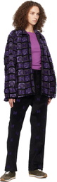 NEEDLES Purple & Black Papillon Plaid Pile Jacket