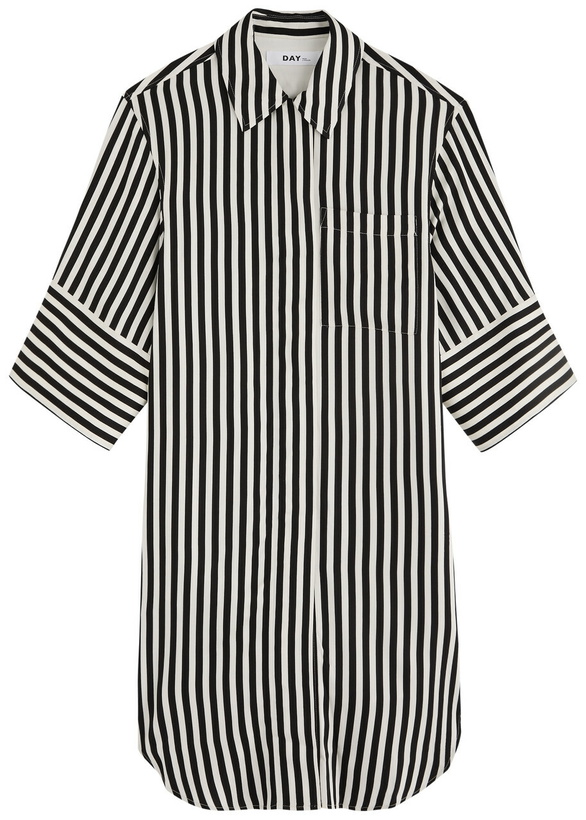 Photo: Day Birger ET Mikkelsen Noe Striped Satin Midi Shirt Dress Black
