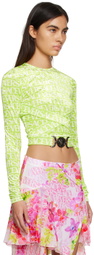 Versace Green Allover Long Sleeve T-Shirt
