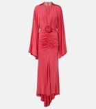 Blumarine Floral-appliqué ruched gown
