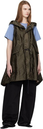 sacai Khaki Quilted Satin Hooded Vest