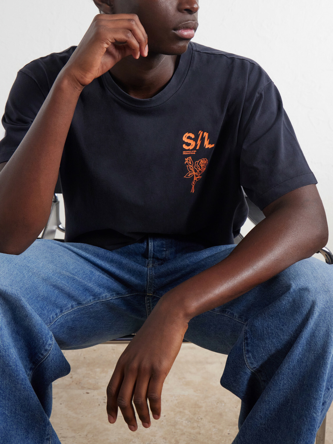 SECOND / LAYER - GGG Printed Cotton-Jersey T-Shirt - Blue