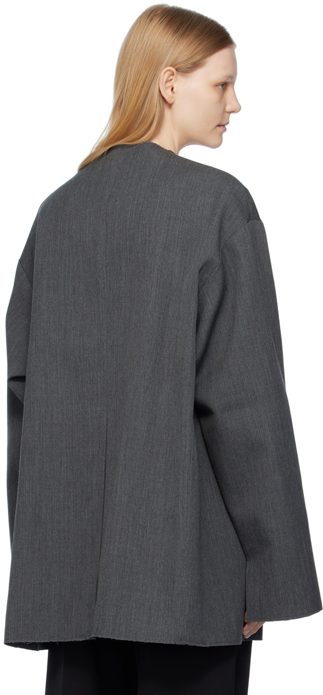 Subtle Le Nguyen Gray Collarless Blazer