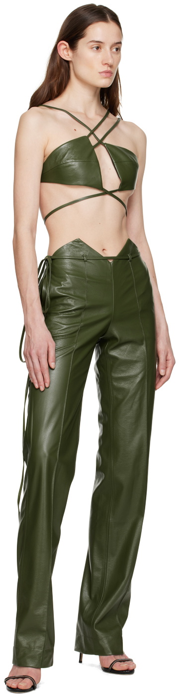 Aya Muse Green Montiva Faux-Leather Trousers Aya Muse