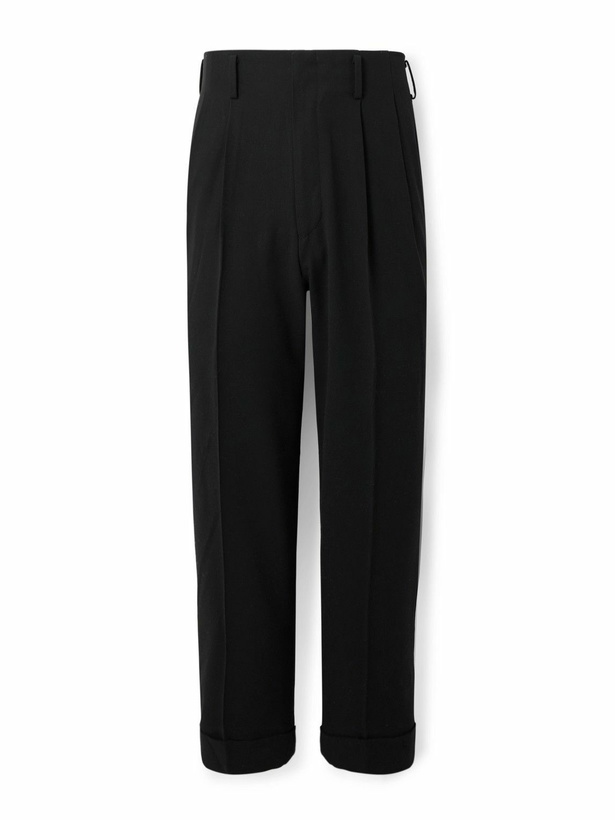 Photo: A.PRESSE - Straight-Leg Pleated Wool-Gabardine Trousers - Black