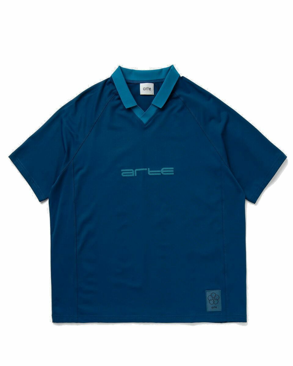 Photo: Arte Antwerp Taylor Collar T Shirt Blue - Mens - Shortsleeves