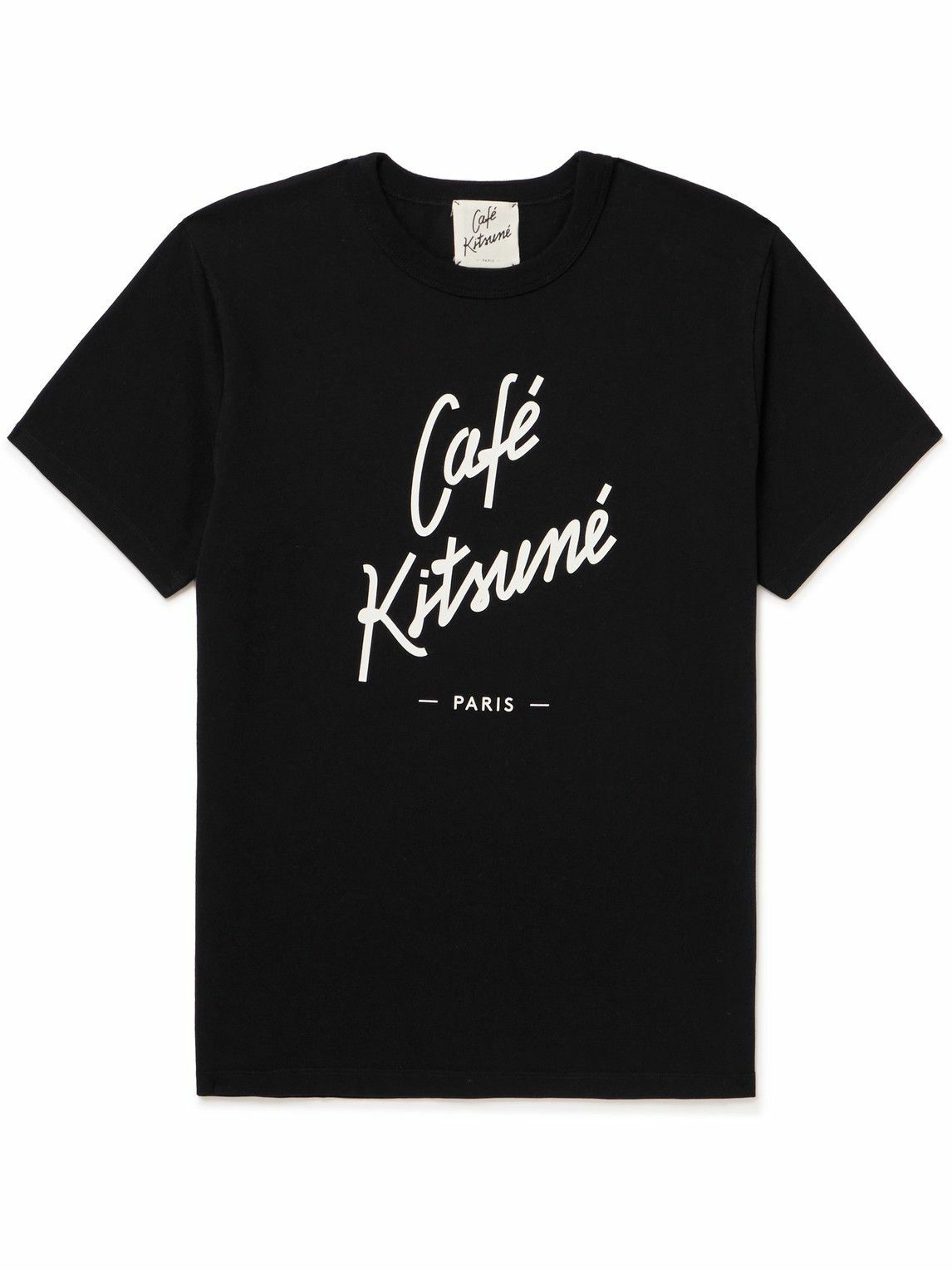 Photo: Café Kitsuné - Logo-Print Cotton-Jersey T-Shirt - Black